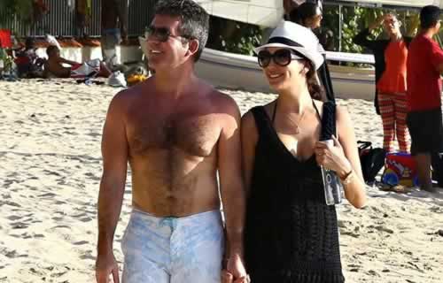 Simon Cowell and Lauren Silverman at Beach