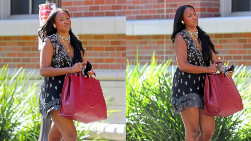  Sasha Obama Ruffles Feathers To Carry School Books In Telfar On USC Campus