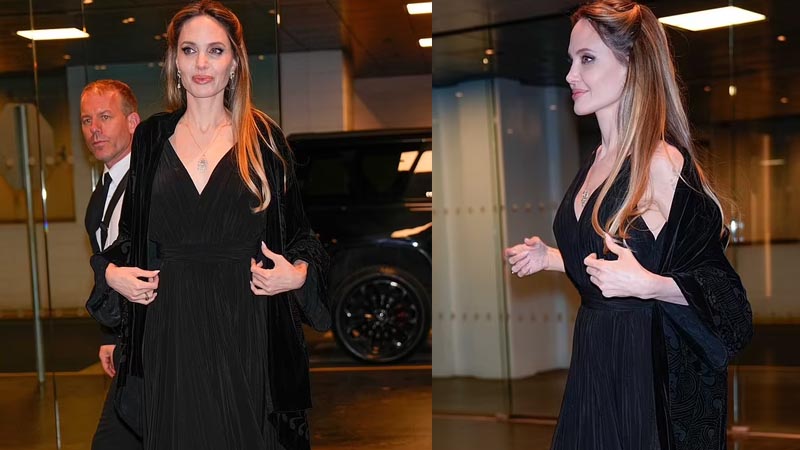  Angelina Jolie Stuns in Elegant Black as She Promotes Biopic Maria in NYC